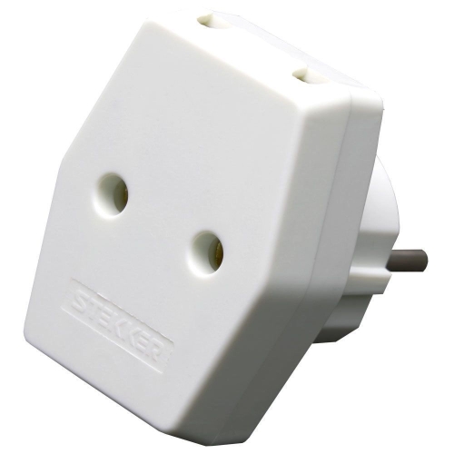 Разветвитель сетевой 3-местный компактный б/з, 250В, 10A, IP20, белый/черный