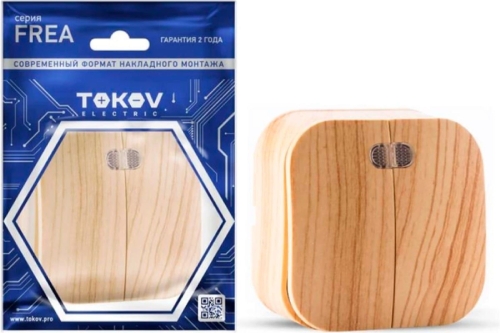 Выключатель ОУ 2кл. 10А, сосна с индикатором