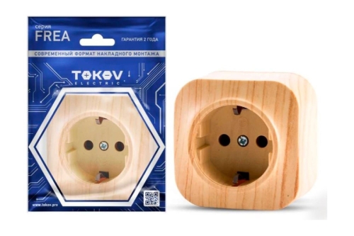 Розетка ОУ одинарная с/з, сосна