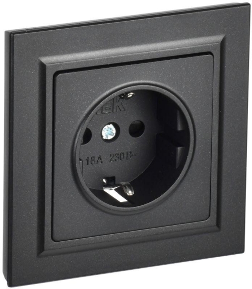 Розетка СУ одинарная с/з, черный