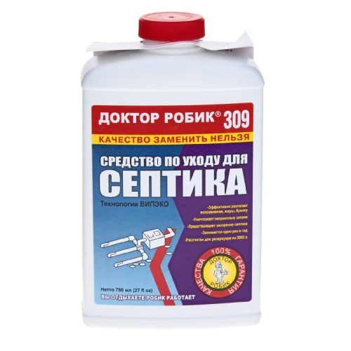 Средство Доктор Робик 309 по уходу за септиком 798 мл (д/больших объемов хранения жидк быт отходов)
