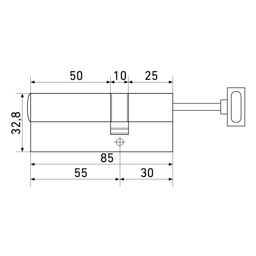 Цилиндровый механизм МАХ 85 S (55х30S) SN 5кл перф.кл./шток