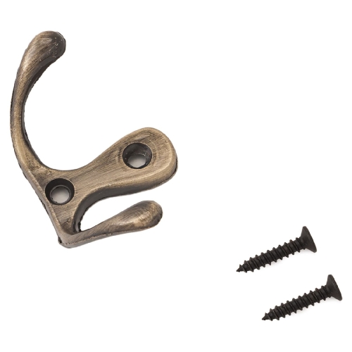 Крючок мебельный 2-х рожковый 002 AB StahlBuro (ст. бронза)