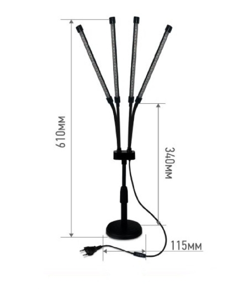 Св-к настольный на основании св/д ФИТО 40Вт черный