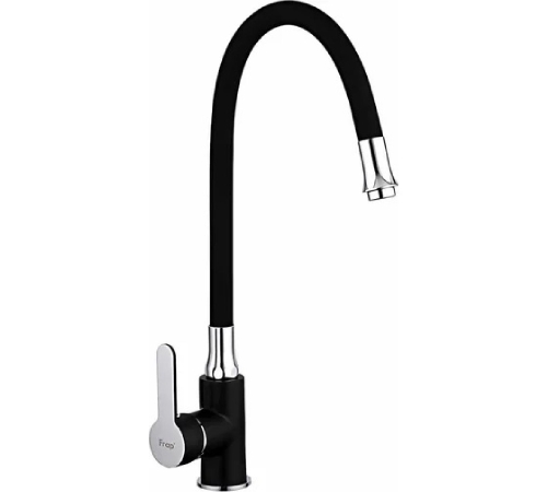 Смеситель Frap д/кухни F4042 с гайкой и гибк излив, черн/хром