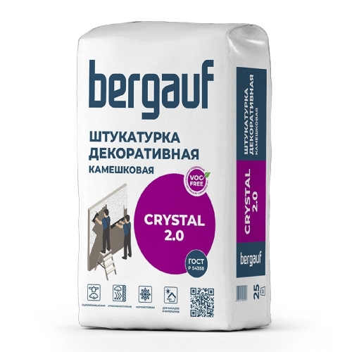 Штукатурка Бергауф Crystal декоративная камешковая цементная 2.0мм (25 кг)