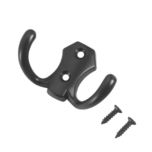 Крючок мебельный 2-х рожковый 306 B BL StahlBuro матовый черный