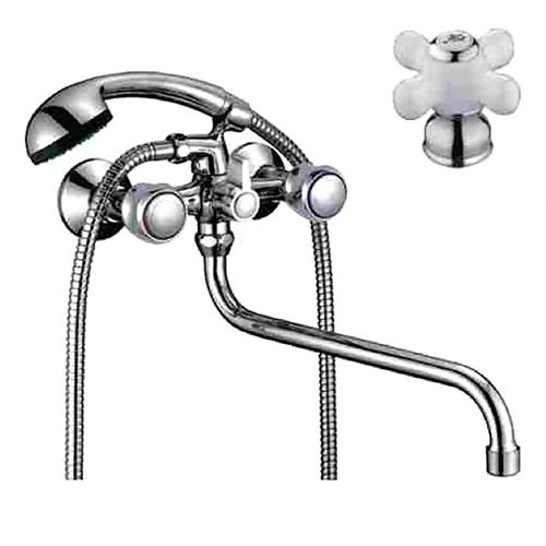 Смеситель для ванны с круглым изливом, керамическая ручка, хром D-Lin D146806