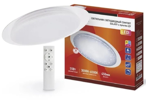 Св-к св/д COMFORT GALAXY 55Вт 230В 3000-6500К 4400лм 450х70мм с пультом ДУ InHome