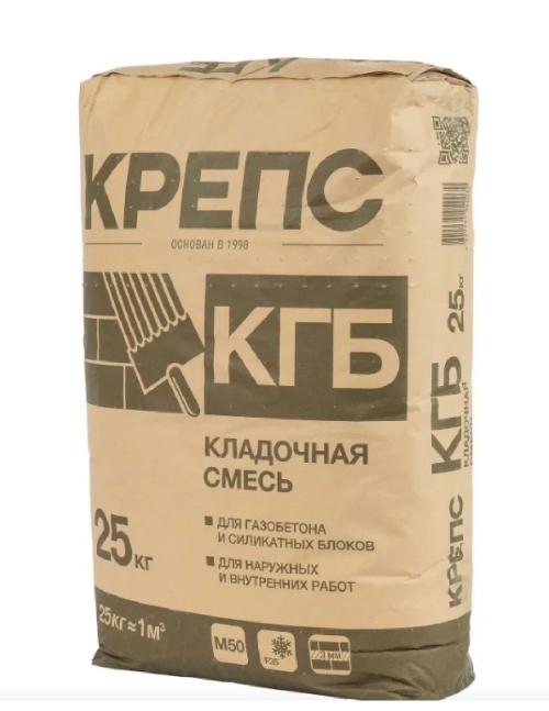 Кладочная смесь для блоков КРЕПС КГБ (25 кг) (1п 56шт)*